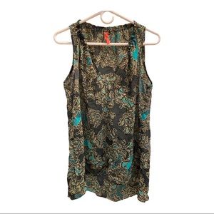 Eight sixty paisley turquoise and black sheer tank xs